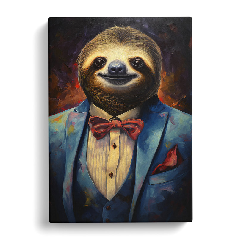 Sloth In A Suit - Wrapped Canvas Print, 60cm H x 40cm W x 3cm D