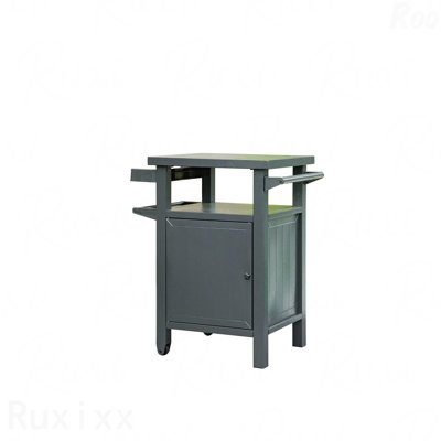 Grill Carts Outdoor With Storage And Wheels, Whole Metal Portable Table And Storage Cabinet For Bbq,Deck,Patio,Backyard