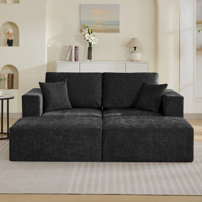Canapé-lit modulaire surdimensionné, canapé modulaire en forme de U sans os avec repose-pieds mobile, canapé-lit convertible sans assemblage