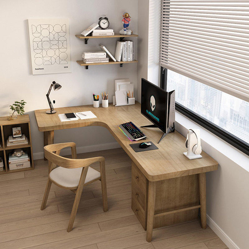 Bureaux rectangulaires en bois massif brun, H 29,53 po x l 62,99 po x P 39,37 po, Retour à gauche