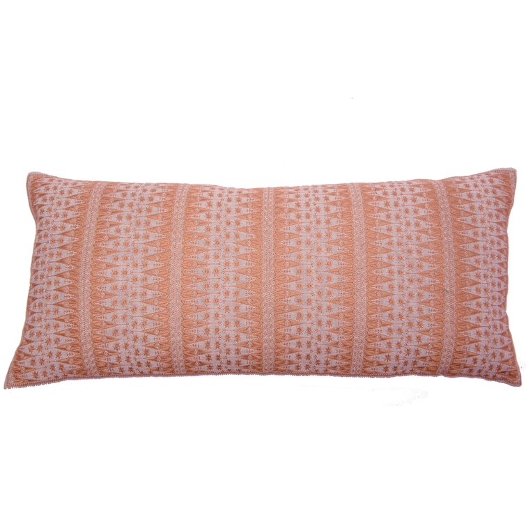 Embroidered Feather Linen Reversible Throw Pillow