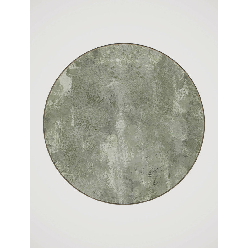 Tapis en polyester tissé à la machine vert sauge, Rond 4 pi