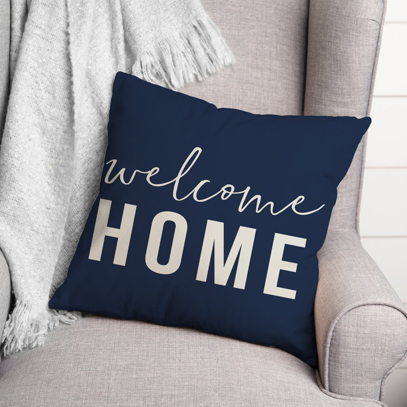 Housse de coussin d'extérieur carré Welcome Home, Bleu