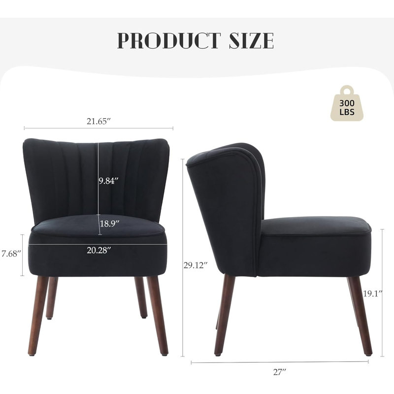 Upholstered Accent Chair, 67" H x 66" W x 56.5" D, Black