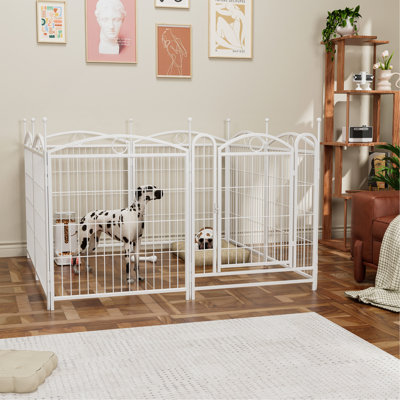 Dog Playpen Indoor 32 Inch 8 Panels Metal Dog Pen Pet Dog Fence Outdoor Exercise Pen With Doors, Heavy Duty Dog Fence Puppy Pen For Large Medium Small