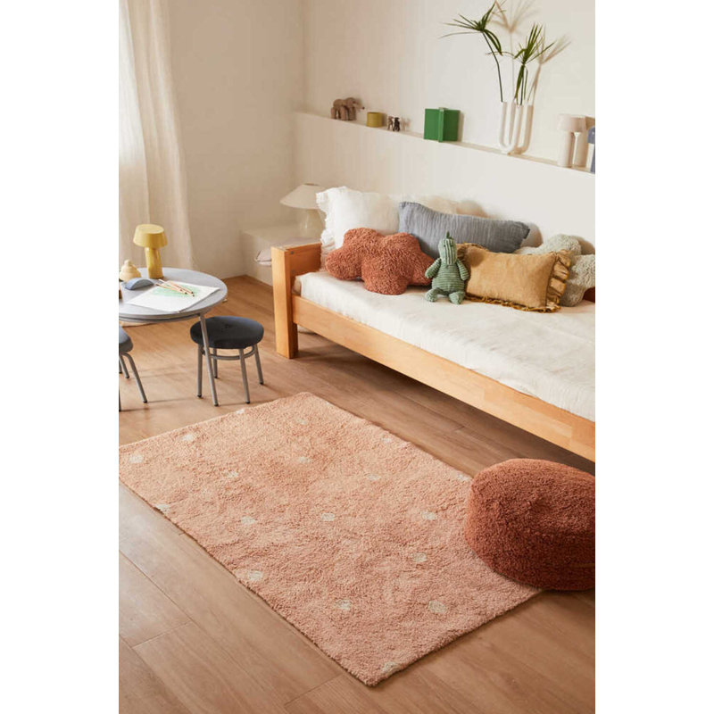 Tapis lavable rond à pois rose, Rectangle 3 pi 3 po x 4 pi 11 po