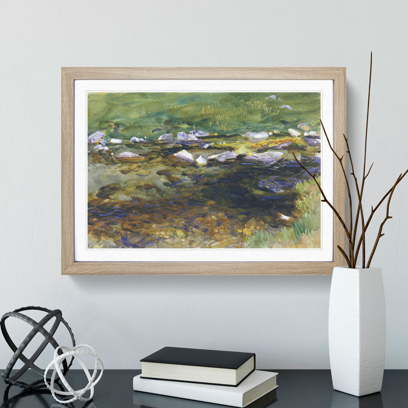 Brook and Meadow by John Singer Sargent - Picture Frame Painting, Oak, 27cm H x 36cm W x 2cm D