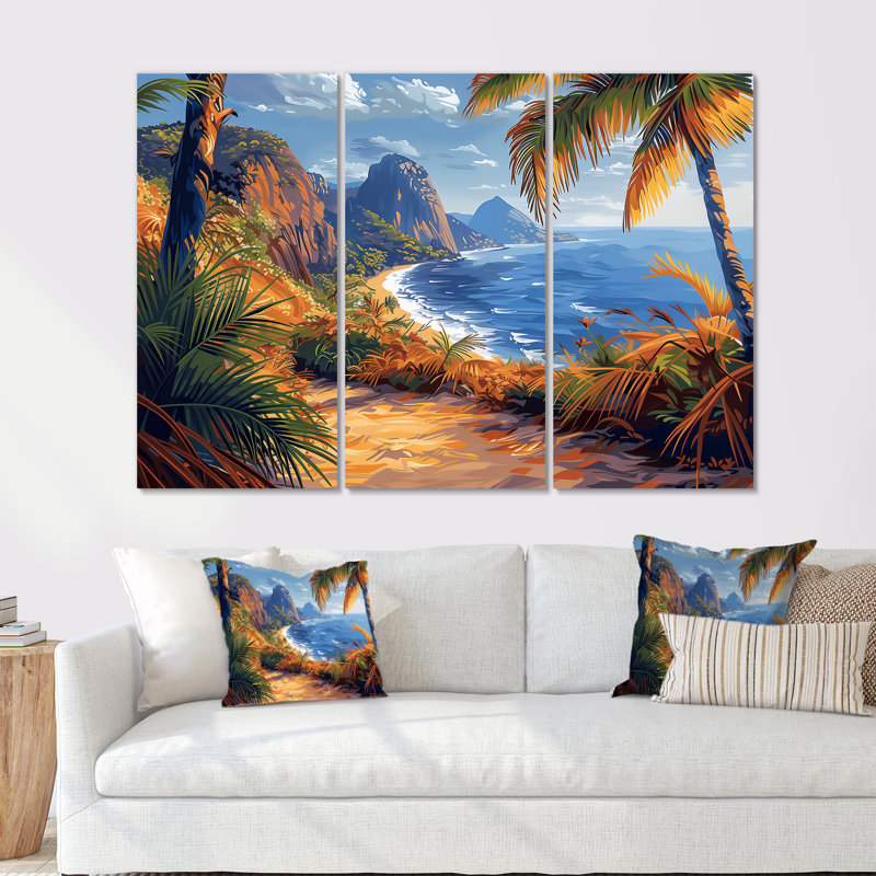 Ensemble de salon Sugarloaf Mountain Ocean View Landscape I - Beach Wall Art, H 28 po x l 36 po x P 1 po, Métal métal