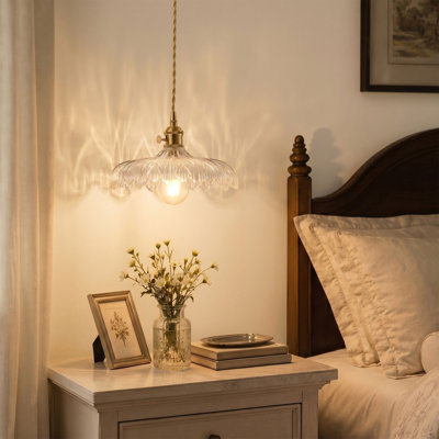 1-Copper glass flower shaped dimmable pendant light