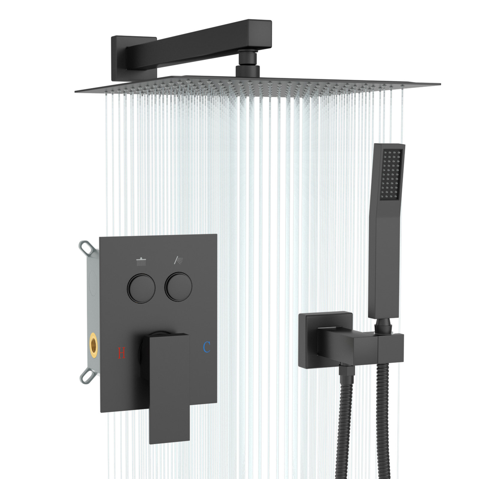 Sarlai 12 Inch Rainfall Shower Head Wall Mount High Pressure Shower ...