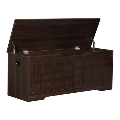 47.2" Espresso Wooden Storage Bench - Extra Large 47.2x15.7x19.1 Inch Shoe Bench with 2 Safety Hinges Easy Assembly for Bedroom, Living Room & Entrywa by One Allium Way