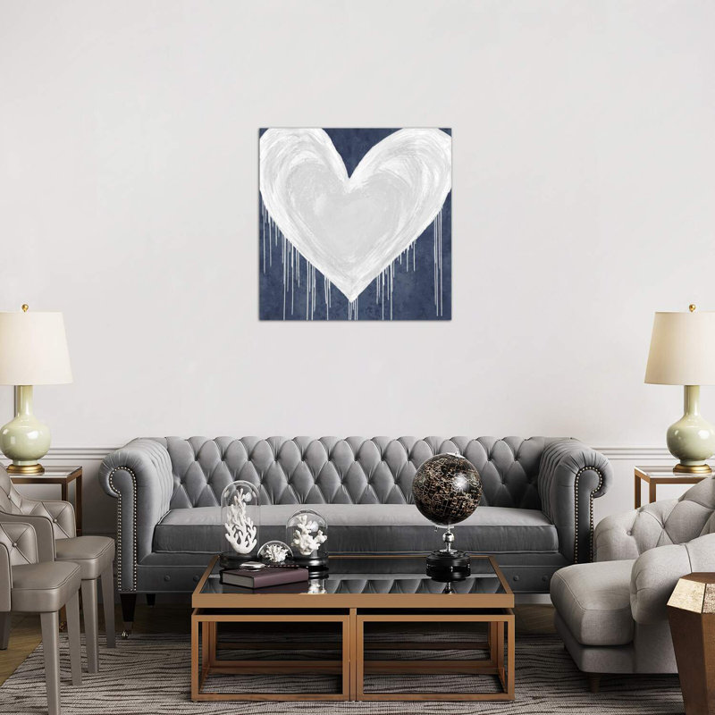 Big Hearted White On Blue by Lindsay Rodgers - Wrapped Canvas Print, 93.98 cm H x 93.98 cm W x 3.175 cm D