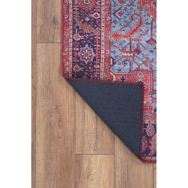 Tapis bourgogne à motifs rétro, Rectangle 5 pi x 7 pi 7 po
