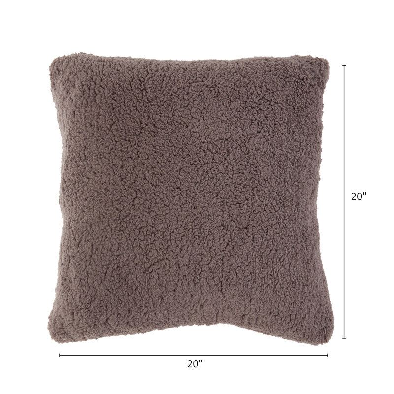 Coussin décoratif en sherpa, Fossile, Polyster / bourre de polyester