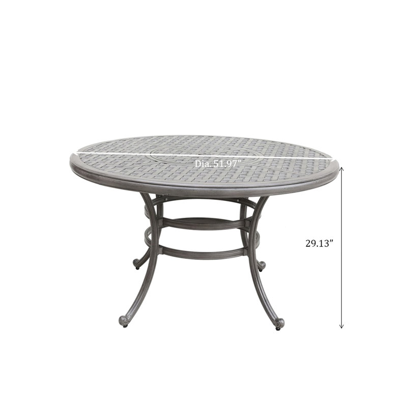 52" Round Aluminum Table With Umbrella Hole, Long-lasting And Versatile For Outdoor Entertaining All-weather Dining Table, Spacious 4 Garden Gatherings
