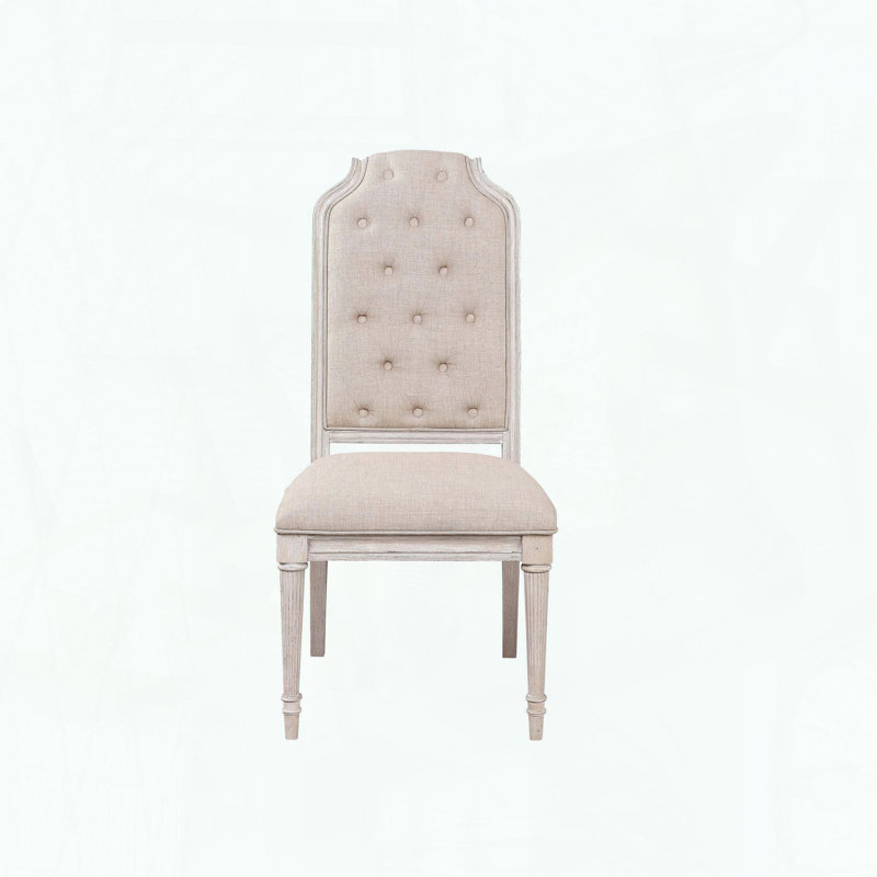 Ensemble de 2 chaises d'appoint - Tissu champagne antique - Dossier haut capitonné
