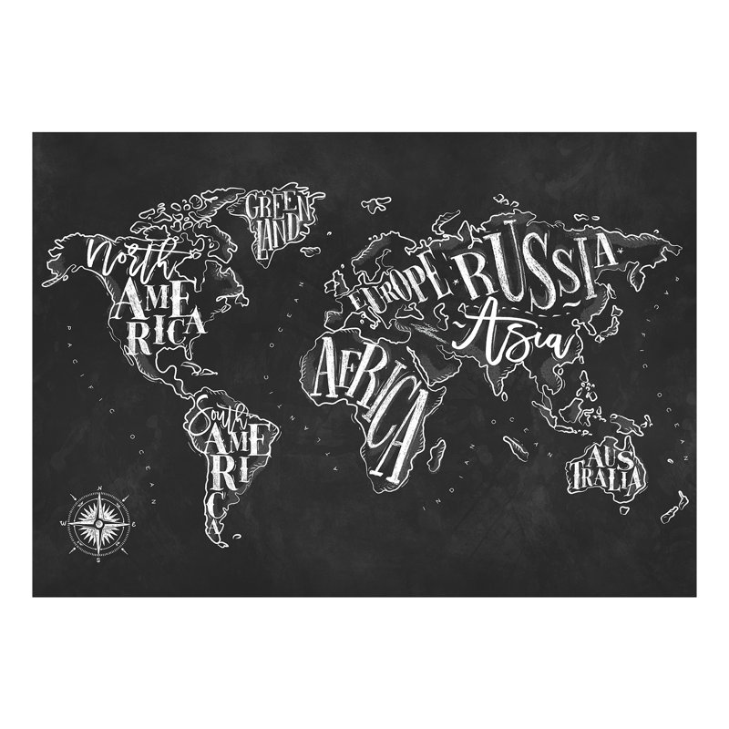 Murale carte du monde Croner Smooth, L 68,9 po x l 96,5 po, Noir