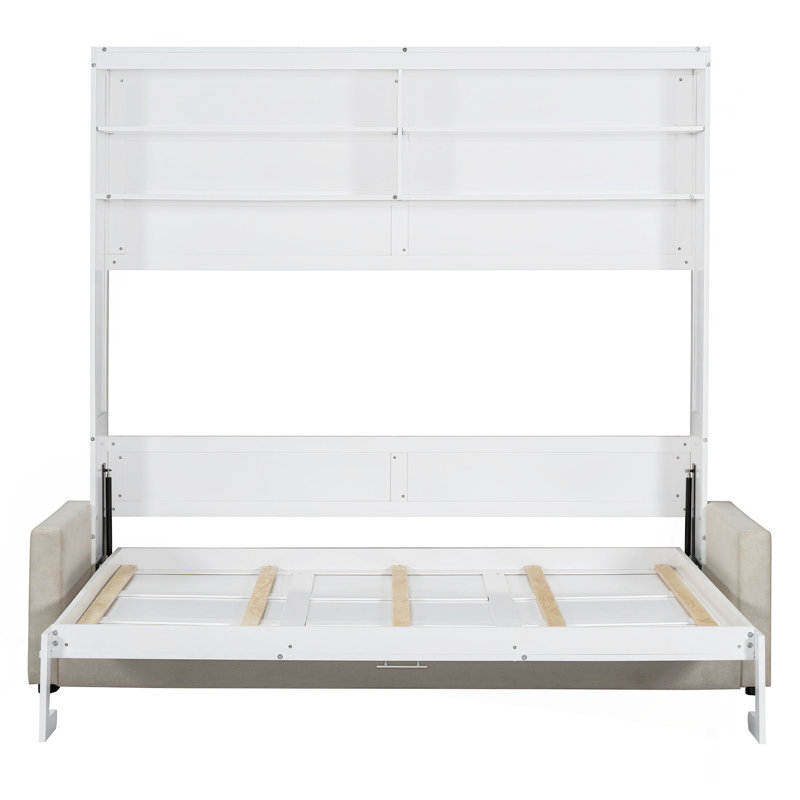 Grand lit escamotable mural avec canapé, blanc, White