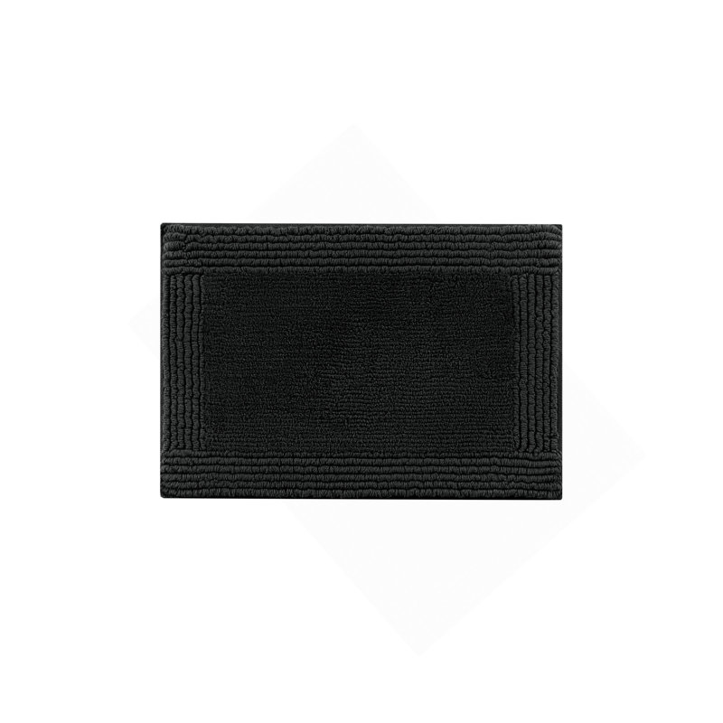 1 PCS 100% Cotton Tufted 3000 GSM Reversible Bath Rug Black, Rectangle 2' x 3'8"