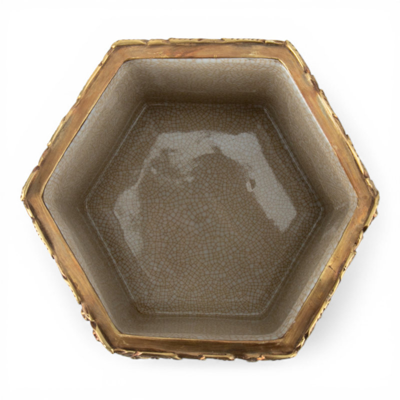 Porcelain Hexagonal Box With Bronze Ormolu