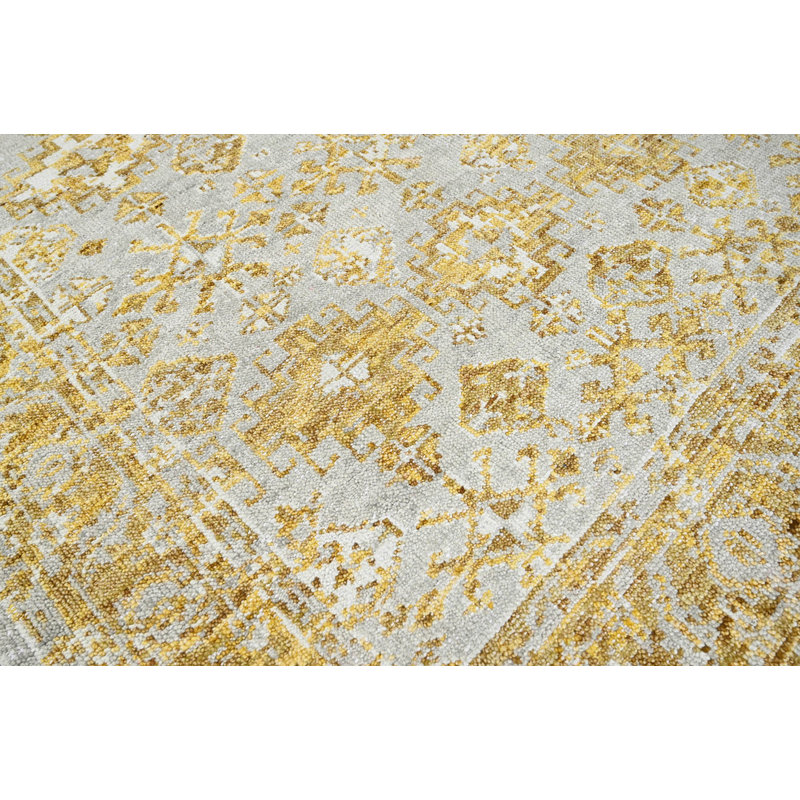 Tapis unique en laine gris Medzarents, Rectangle 5 pi x 7 pi 8 po