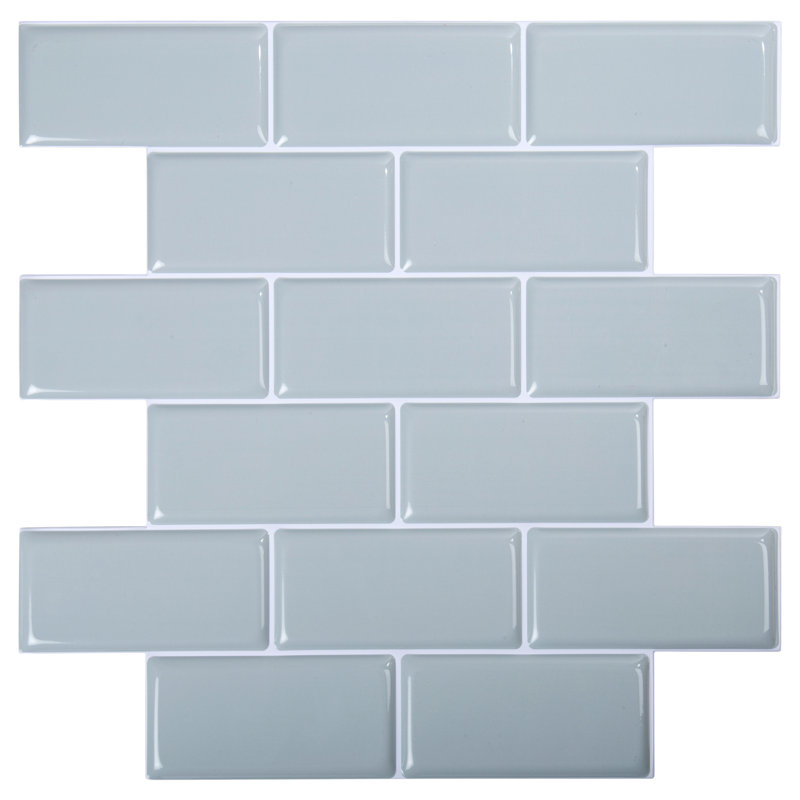 Carreau de mosaïque pelez et collez en PVC 12 po x 12 po, Bleu pâle