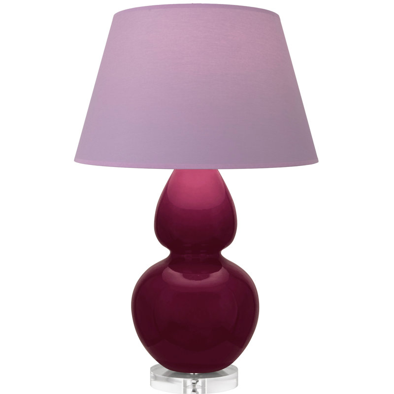 Double Gourd Table Lamp, Navy with Gray Lining, Sugar Plum Glazed/Silver