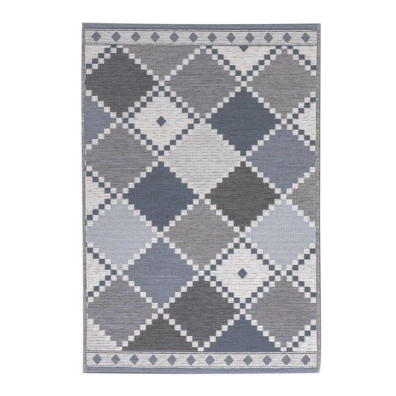 Collings Flatweave Rug in Blue/ Grey/ White, Rectangle 160 x 230cm