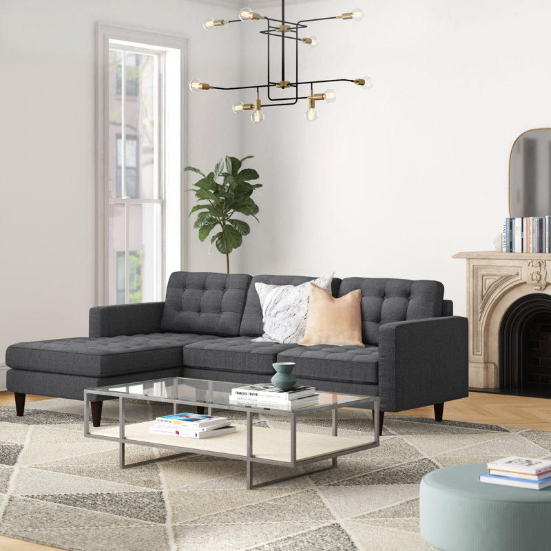 Canapé modulaire Modway Empress, Gris 100% polyester, Orienté à gauche (vu de face), H 34 po x l 87,5 po x P 60,5 po