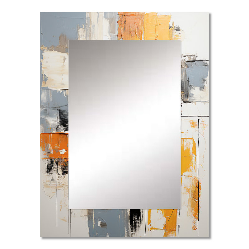 Abstract yellow and black collage II - Abstract Collages Decorative Wall Mirror, Modern Mirror, Printed Metal Art, 32" x 24"