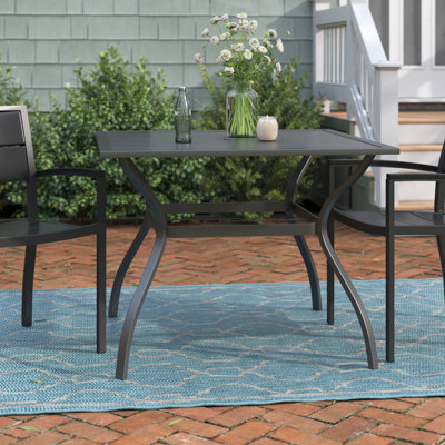 Alyah Square Metal Outdoor Dining Table With Umbrella Hole , 38.8'' in. W 3.5'' in. D