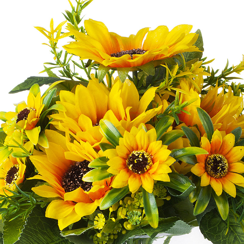 Arrangement floral en soie tournesols dans un vase
