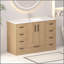 Meuble-lavabo 48 po en chêne clair. Armoire de rangement abondante - 2 portes à fermeture douce et 9 tiroirs