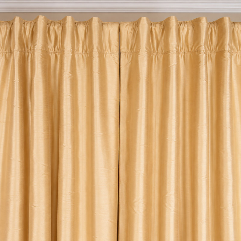Solid Silk Room Darkening Rod Pocket Single Curtain Panel for Living Room, Sand, 51" W x 84" L