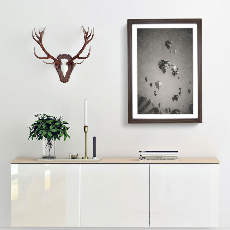Taking a Hot Air Balloon Ride - Framed Print, Walnut Framed, 65cm H x 48cm W x 2cm D