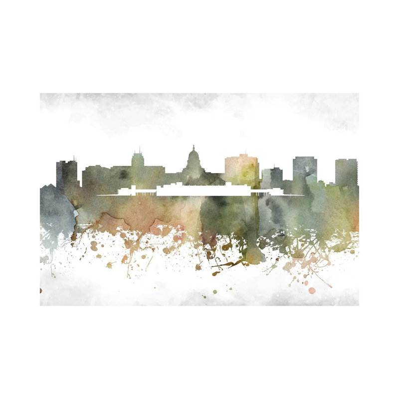 Madison Skyline by WallDecorAddict - Wrapped Canvas Print, 20.32 cm H x 30.48 cm W