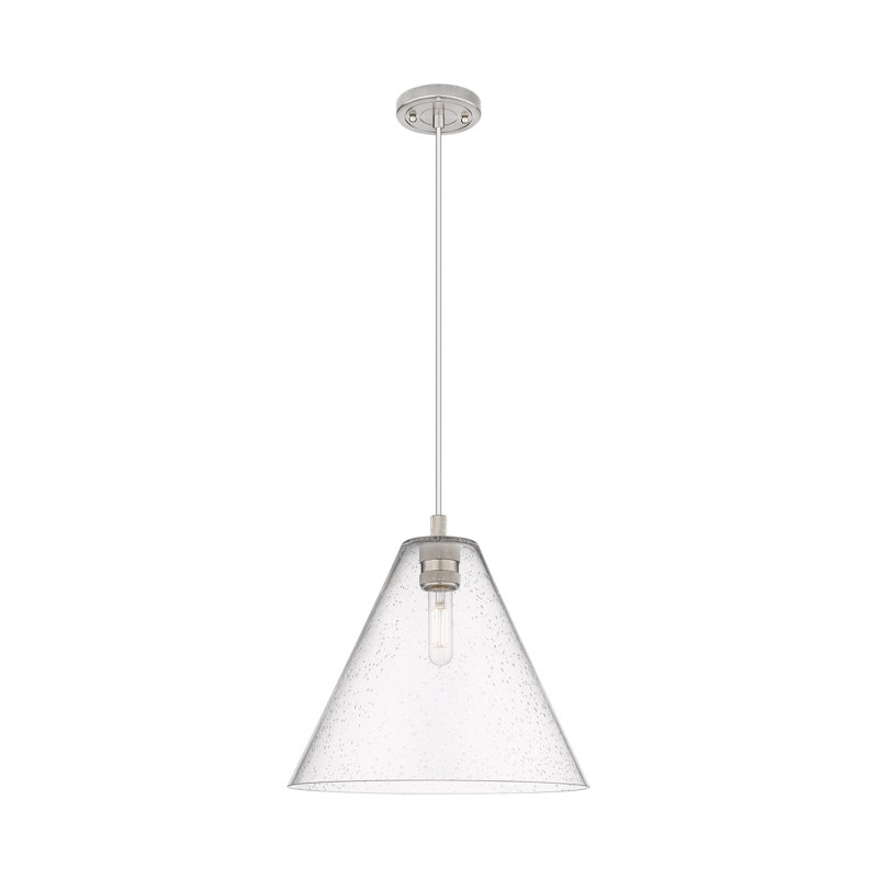 Downtown Urban - Crown Point - Luminaire suspendu à cordon 1 lumière 12 po Berkshire, Grainé, Nickel satiné