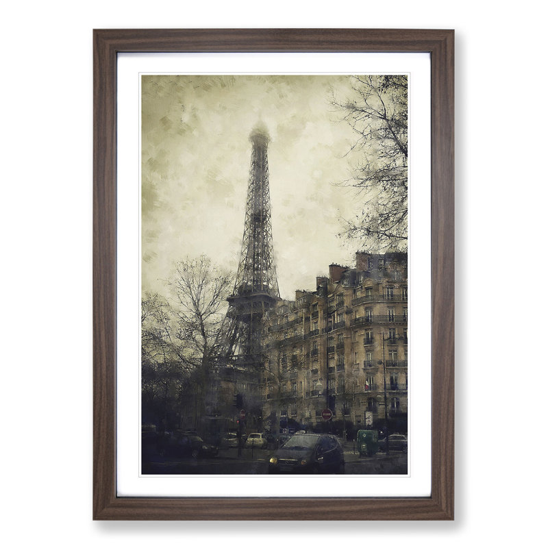 Eiffel Tower Vol.1 - Picture Frame Graphic Art, 36cm H x 27cm W x 2cm D, Walnut Framed