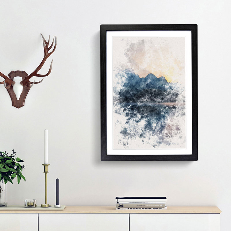 Sunrise over the Mountains Abstract - Picture Frame Graphic Art Print, Black Framed, 45cm H x 33cm W x 2cm D