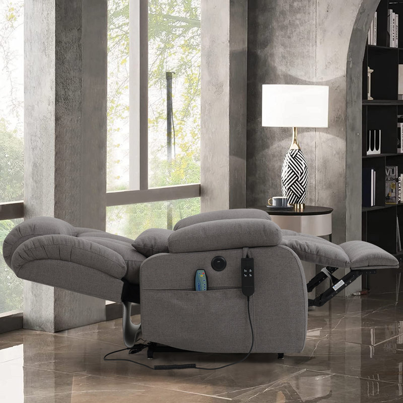 Fauteuils inclinables allongés à plat pour deux personnes avec chaleur et massage, Gris