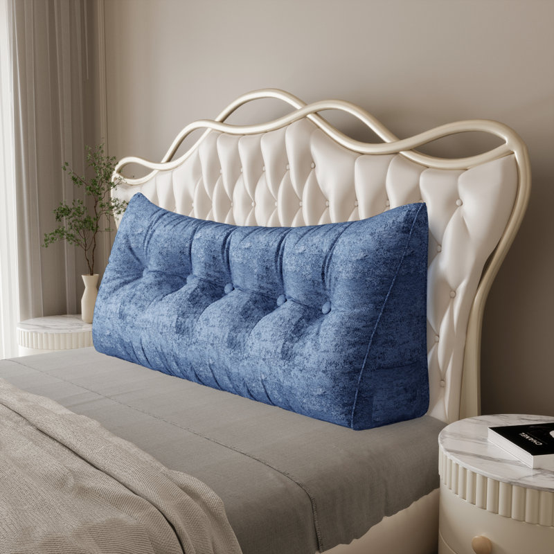 Soft Triangular Bed Backrest Headboard Wedge Reading Pillow, Light Pink, Solid Color, 20"H x 59"W