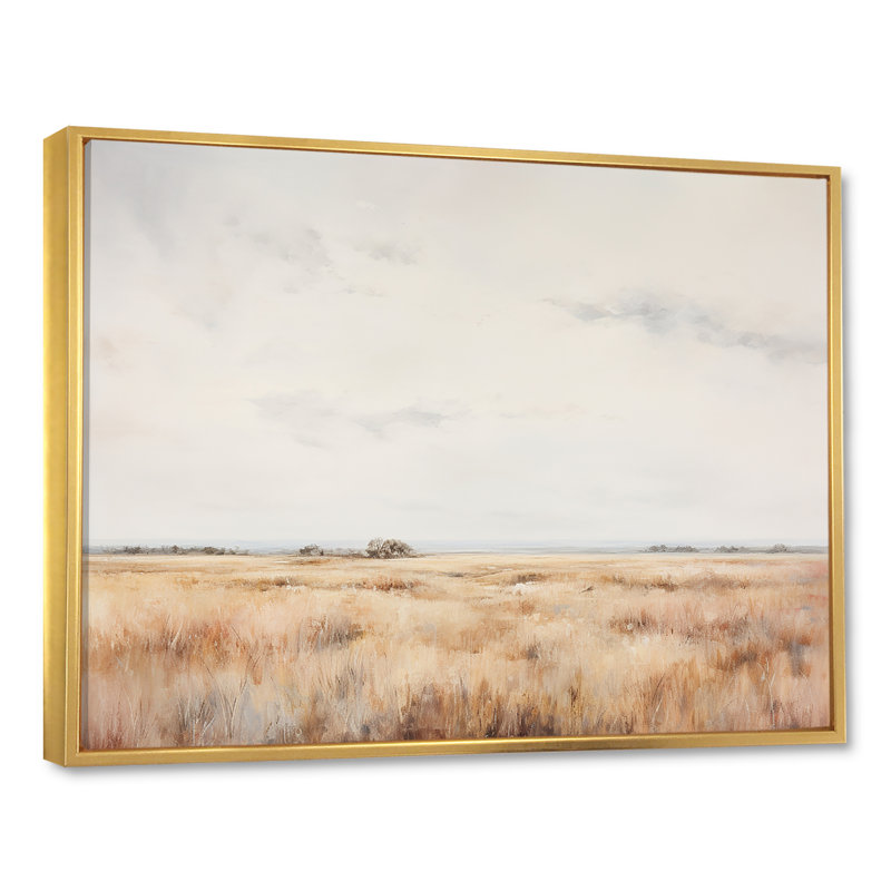 Décoration murale Pairies Scenery Breeze, H 34 po x l 44 po x P 1,5 po, Cadre flottant doré
