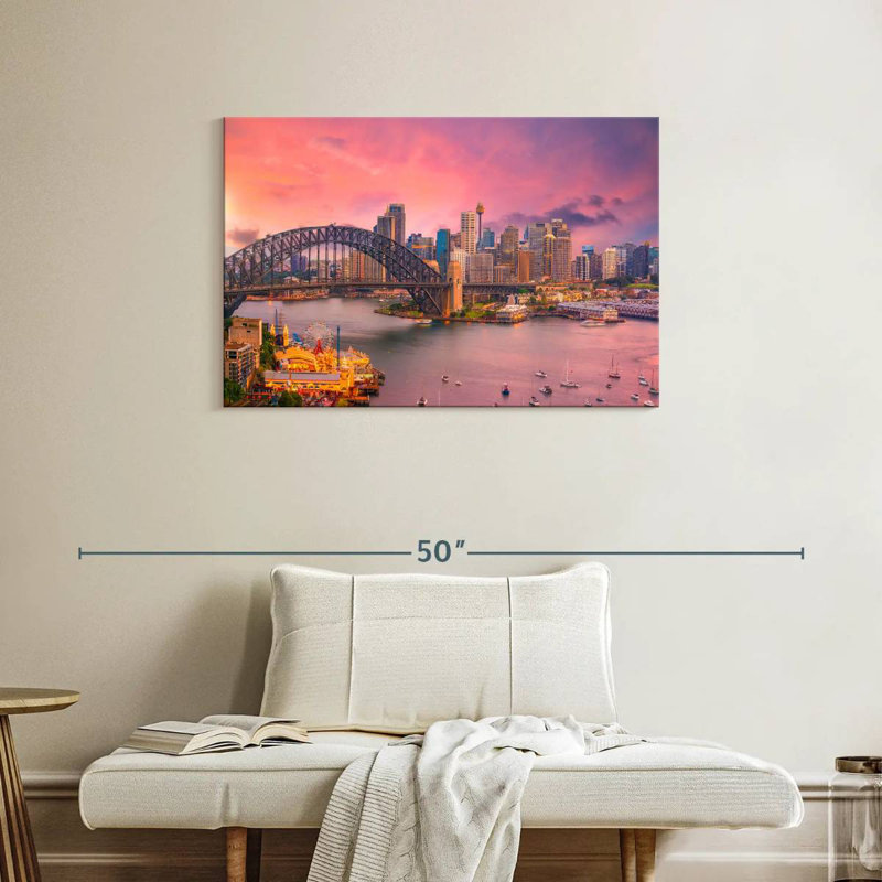 Vanna Pink Sydney Harbour Skyline, 24" H x 36" W