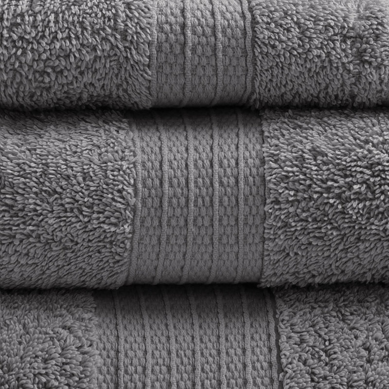 Antibacterial and anti-mite 100% cotton household towels (set of 6), Charcoal