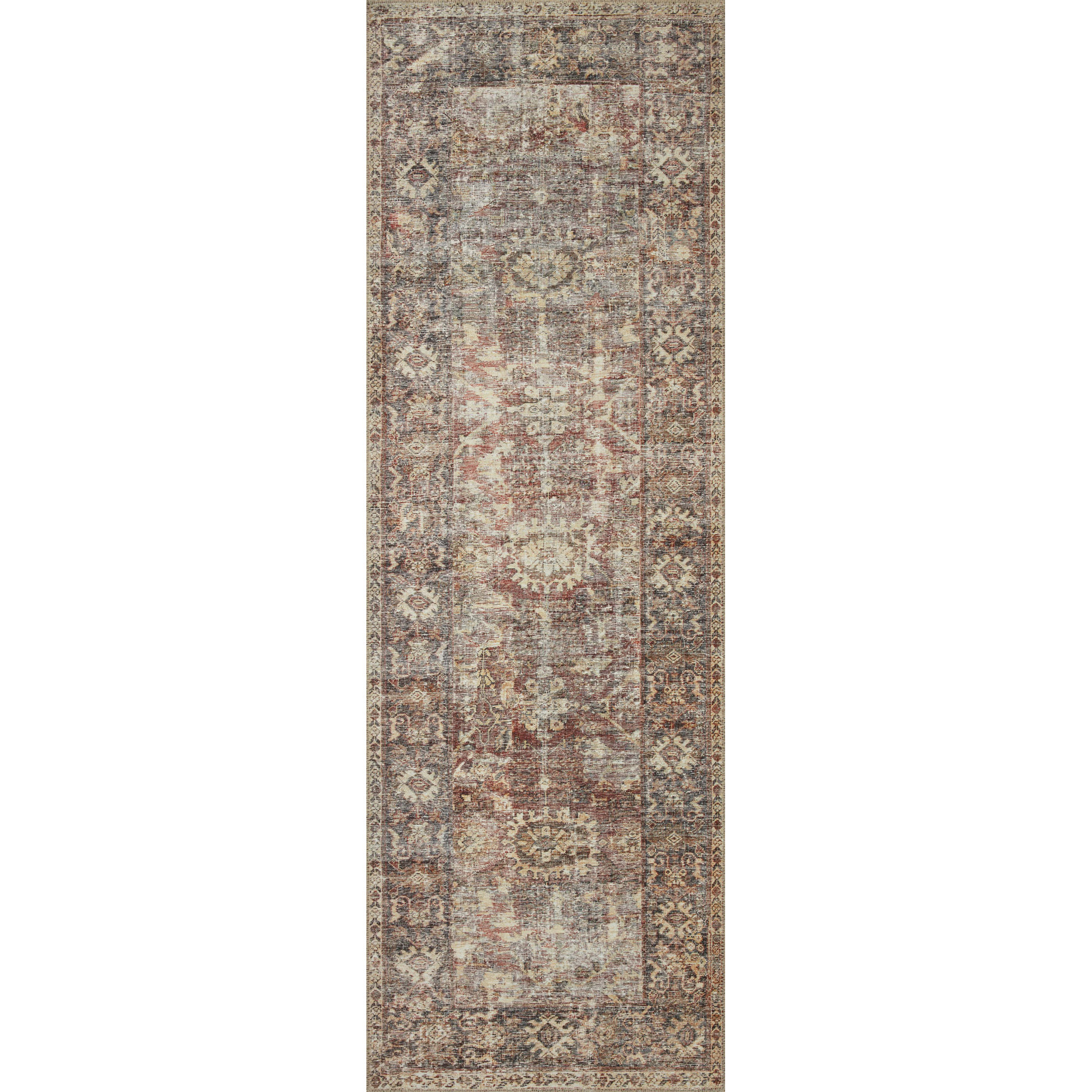 Georgie Oriental Bordeaux/Antique Area Rug, Runner 2'6" x 9'6"