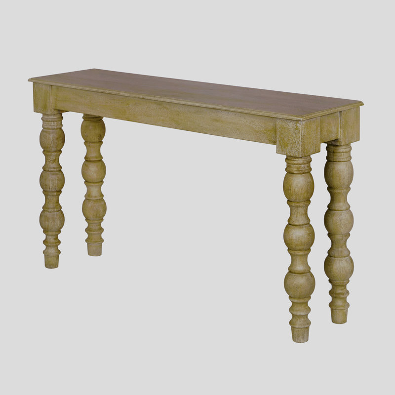 Braydan 56" Solid Wood Console Table with hand turned legs, Rustic Natural, Natural