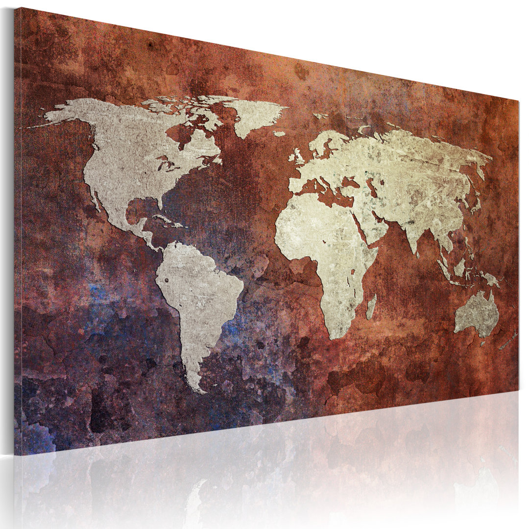 Leinwandbild Rust-colored world map