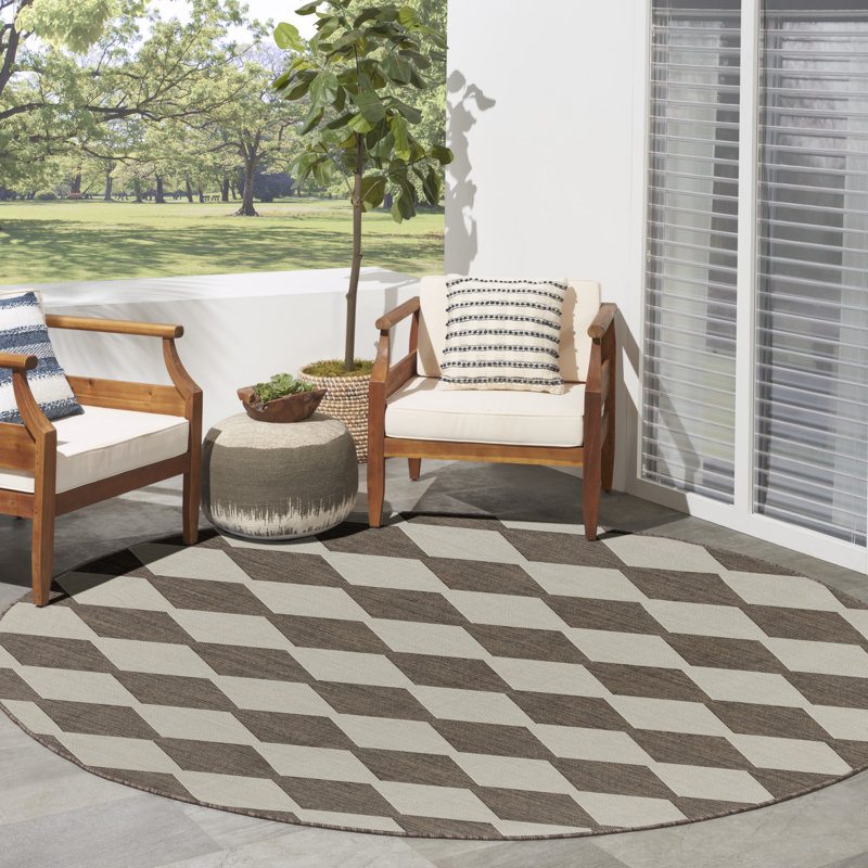 Positano Indoor / Outdoor Rug, Round 6', Brown