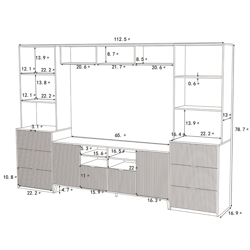 Greylin Four-Piece Storage Credenza, White