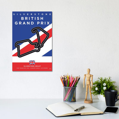 F1 Silverstone Race Track Minimal Poster by Chungkong - Wrapped Canvas Print